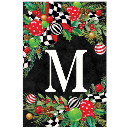 Christmas Swag Monogram Garden Flag- M