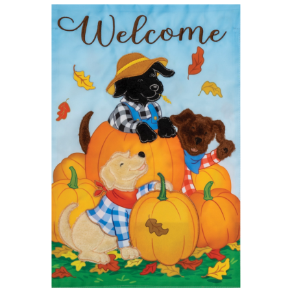 Pumpkins and Dogs Garden Flag