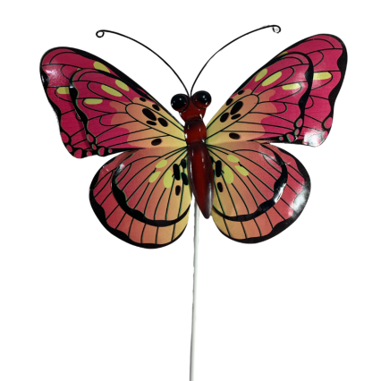 Pink Butterfly Hanging Sign / Detachable Stake