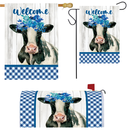 Cow With Flowers Yard Decor Set