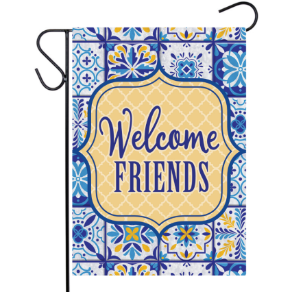 Blue and Yellow Tile Garden Flag