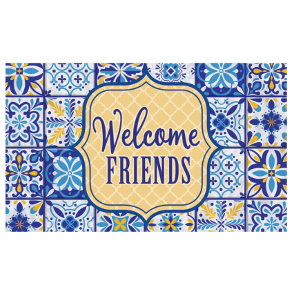 Blue and Yellow Tile Doormat