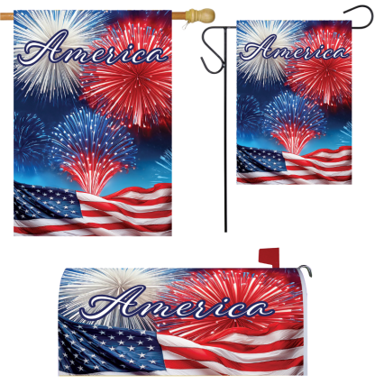 America Fireworks Yard Decor Set