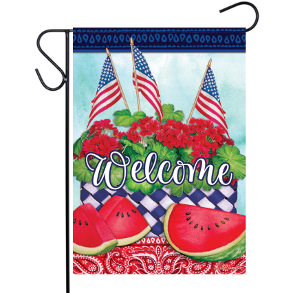 Watermelon & Flags Garden Flag