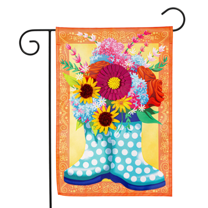 Floral Rain Boots Applique Garden Flag