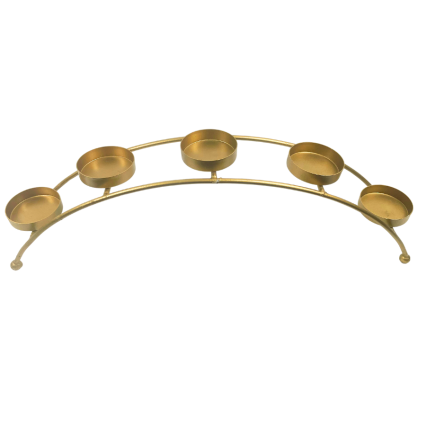 Gold Iron 5 Candle Arch Holder