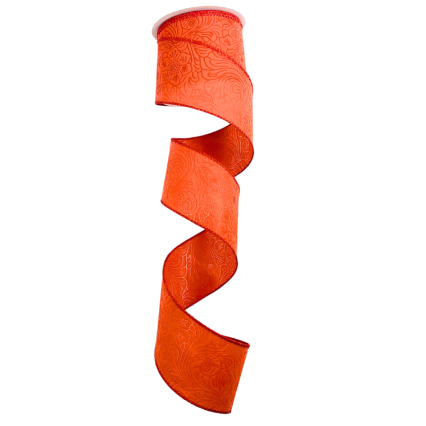 2.5" x 10 yd Orange Embossed Ribbon