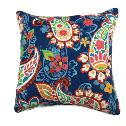 17" Paisley Party Blue Outdoor Pillow