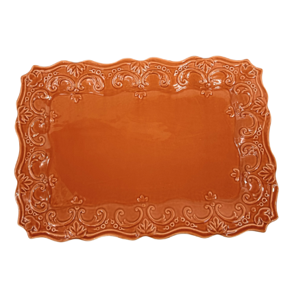 Burnt Orange Embossed Platter