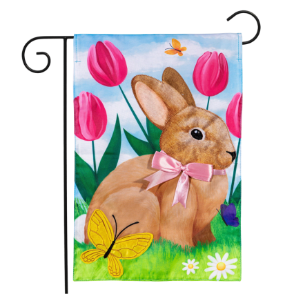 Tulips and Bunny Applique Garden Flag