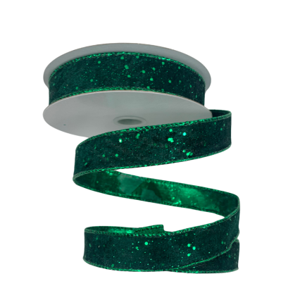 7/8" x 10yd Green Metallic Ribbon