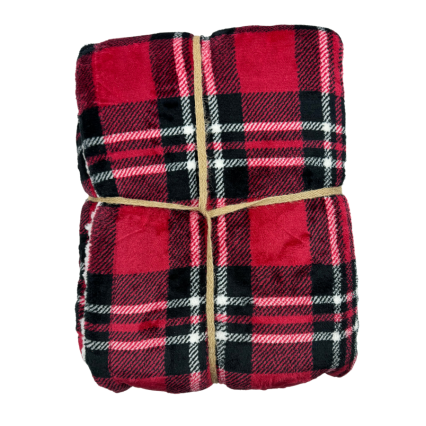 50" x 60" Holiday Velvety Fleece Sherpa Blanket- Red and Black Plaid