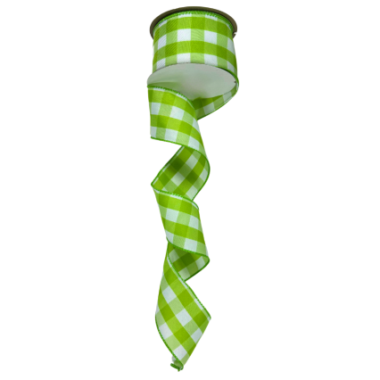 2.5" x10yd Gingham Ribbon- Light Green