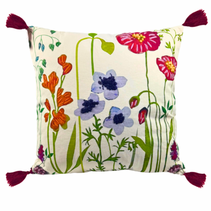 18" Stitched Floral Indoor Pillow