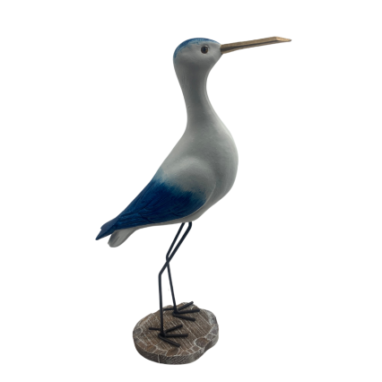 14" Blue & White Wooden Shore Bird