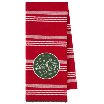 Deck The Halls Embellished Dishtowel