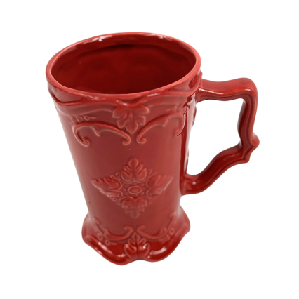 Red Embossed Ceramic Mug