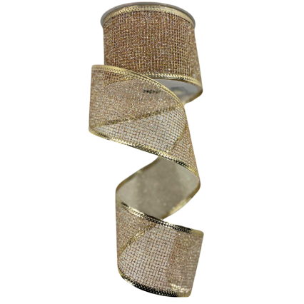 2.5" x 10yd Sparkle Burlap Ribbon w/ Gold Trimming