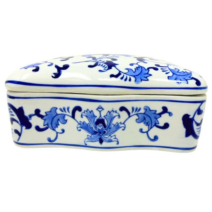 8" Porcelain Chinoiserie Trinket Box