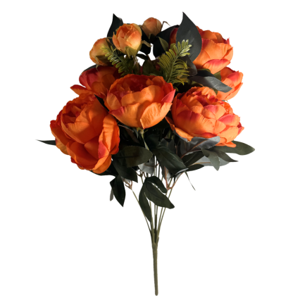 19" Peony Bush - Orange/Red