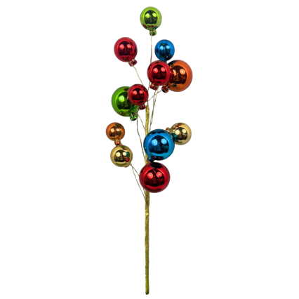 16" Shiny Ball Ornament Spray - Multicolor