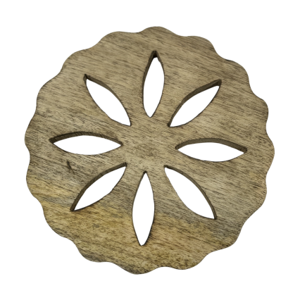 9" Carved Wood Trivet