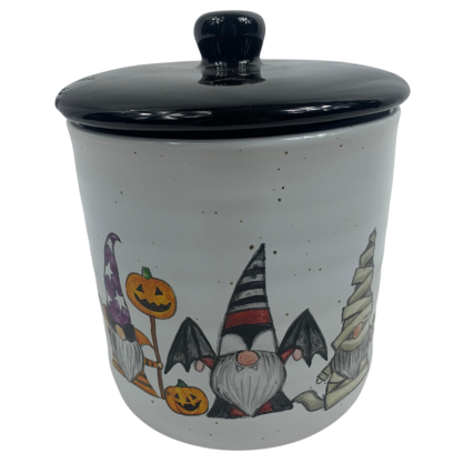 Hand Painted Halloween Gnome Cookie Jar
