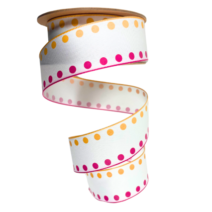 1.5" x 10yd Candy Dot Pink/ Orange Ribbon