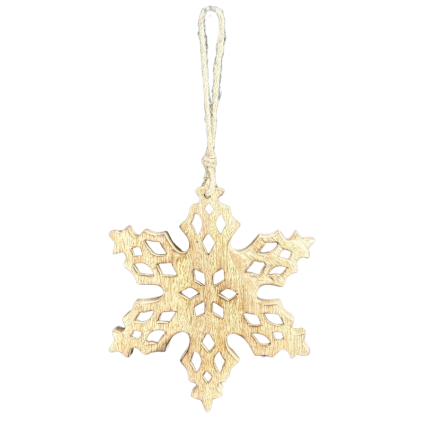 6" 6-point Wooden Snowflake Ornament