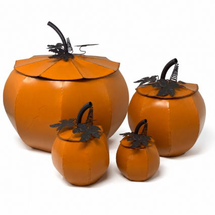 Harvest Metal Pumpkin w/ Lid Set