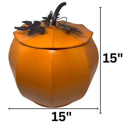 15" Harvest Metal Pumpkin w/ Lid - Large