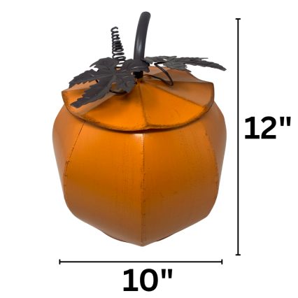 12" Harvest Metal Pumpkin w/ Lid - Medium