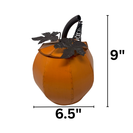 9" Harvest Metal Pumpkin w/ Lid - Small