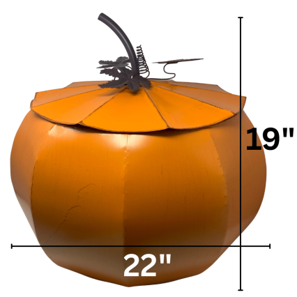 19" Harvest Metal Pumpkin w/ Lid - Extra Large