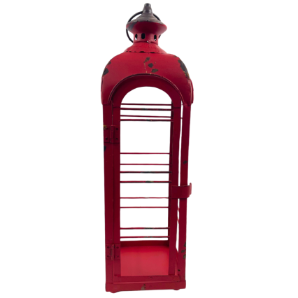 18" Metal Red Wire Terrarium Lantern