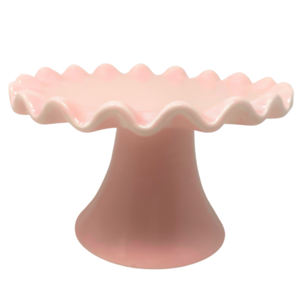 3" Scalloped Edge Pedestal Plate - Pink