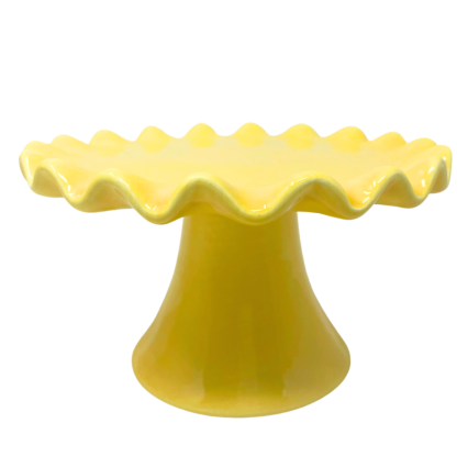 3" Scalloped Edge Pedestal Plate - Yellow