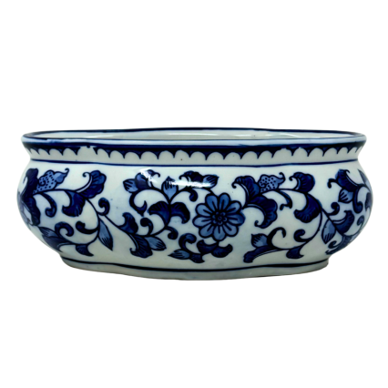 Oval Porcelain Chinoiserie Style Planter