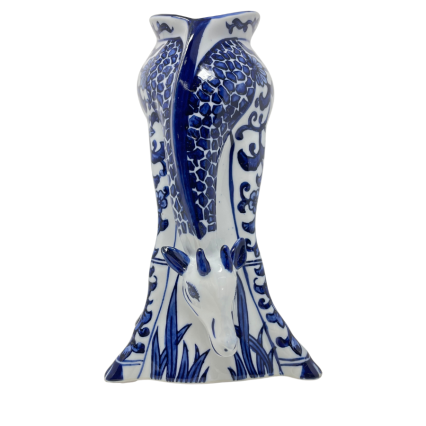 10.5" Blue & White Chinoiserie Giraffe Vase