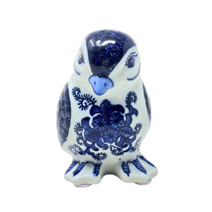 5.5" Downward Facing Blue & White Chinoiserie Bird