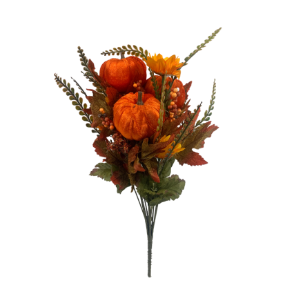 18" Autumn Floral Pumpkin Bush