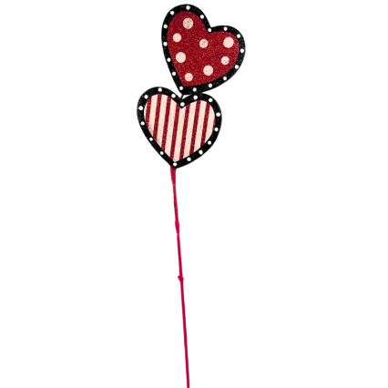 24" Polka Dot and Striped Heart Pick