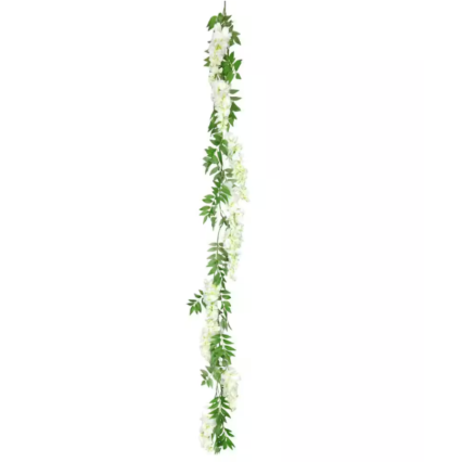 6' White Wisteria Garland