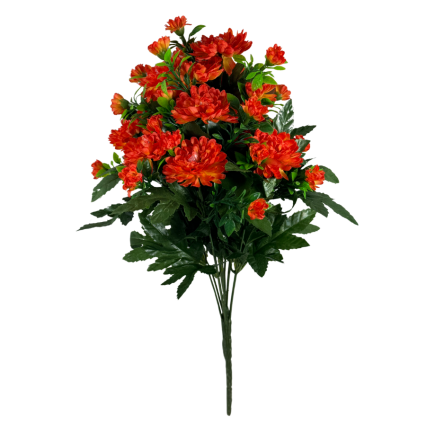 18" Carnation Pom Pom Bush-Orange