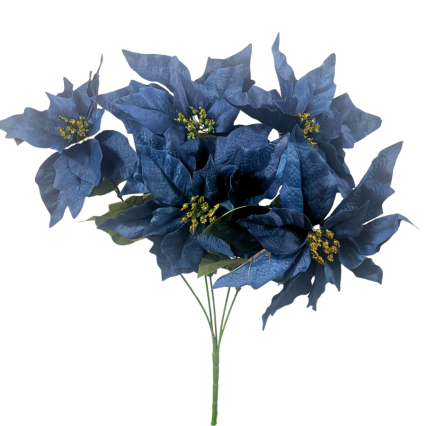 24" Navy Blue Poinsettia Bush