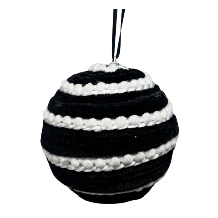 5" Black & White Swirl Velvet Ornament