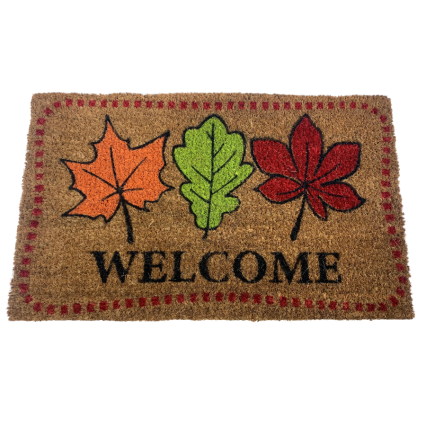 Welcome Leaves 18 x 30 Coir Rug