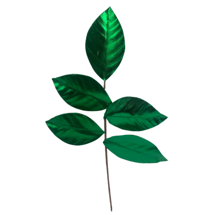 18.25" Wired Metallic Magnolia Leaf Spray