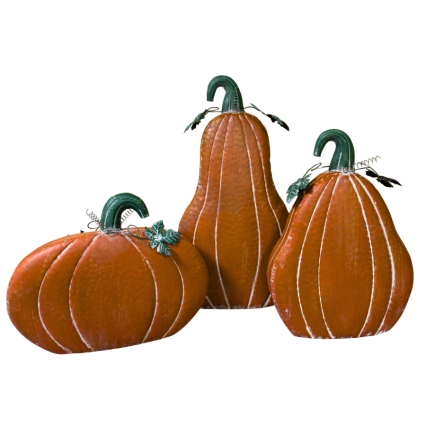 Metal Pumpkin Rustic Orange- Set of 3