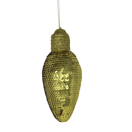 7" Snazzy Sequin Light Bulb Ornament- Gold